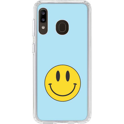 Blue Happy Face Galaxy A20 Clear Case